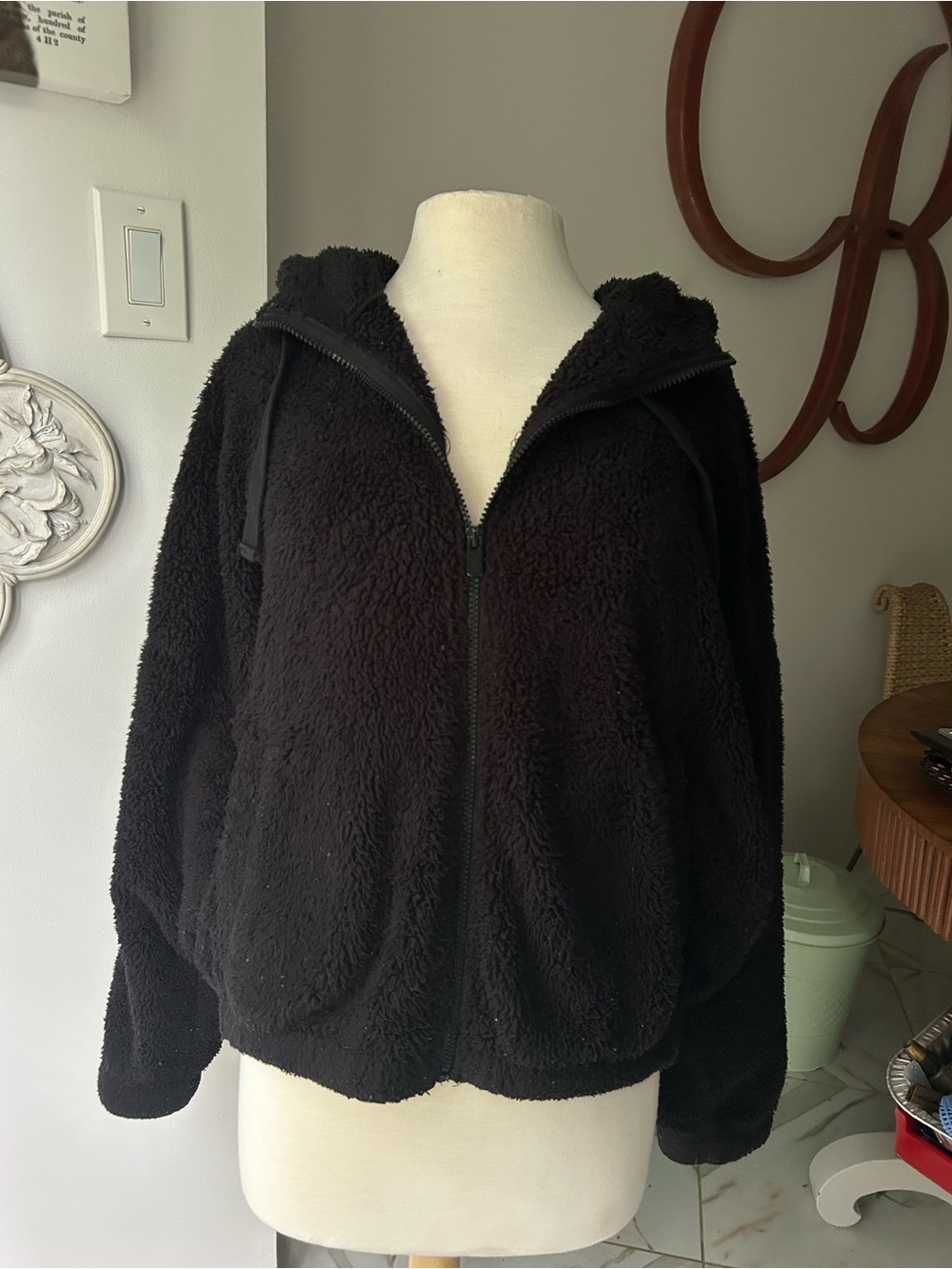 Aeropostale Black Teddy Sherpa Zip Hoodie